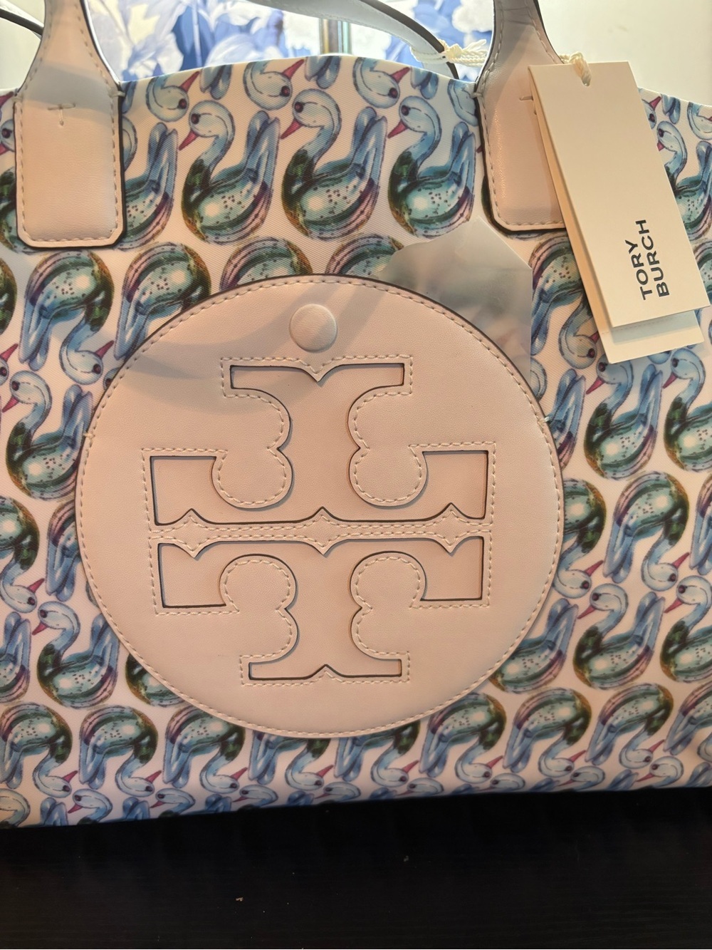 Tory Burch Ella Printed Small Nylon Tote – Swan Pattern (Brand New With Tags) - Picture 2 of 13